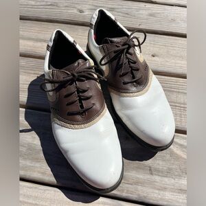 Ecco Men's White and Brown Two-Tone Oxfords